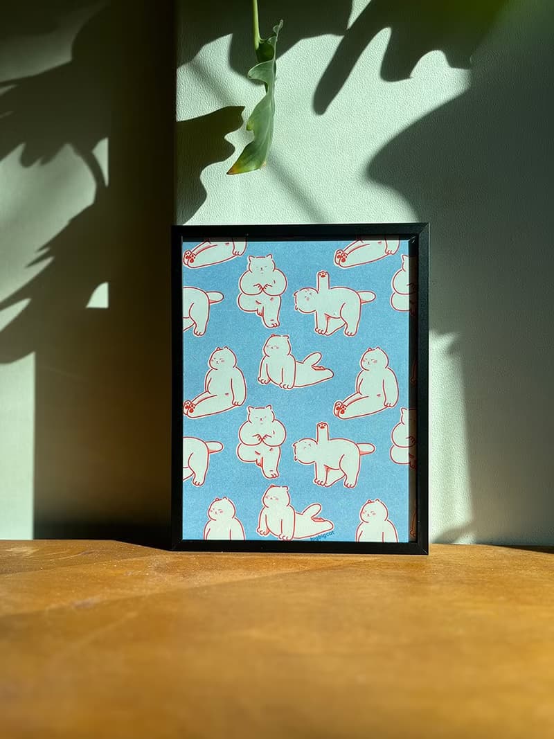 big big cat riso poster - yoga