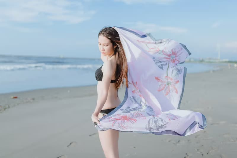 unni花卉長絲巾 遮曬 擋風 披肩 scarf 圍巾 保暖 保暖 絲巾圍脖