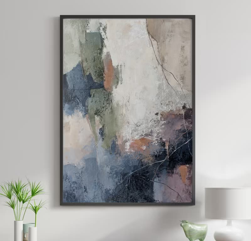 Painting Blue Green Abstract | Abstract Blue Green Gray Painting | Brume