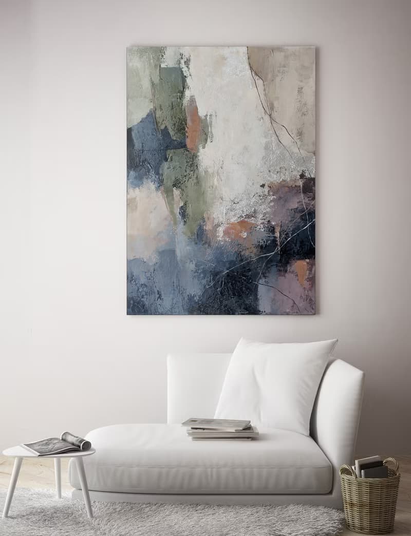 Painting Blue Green Abstract | Abstract Blue Green Gray Painting | Brume