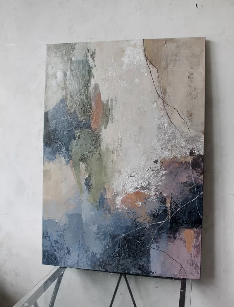 Painting Blue Green Abstract | Abstract Blue Green Gray Painting | Brume