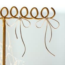 14kgf-simple curve asymmetry ribbon pierced earrings(可換耳夾)