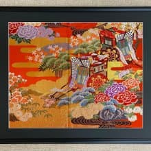 色打掛からつくるきものアート　vintage fabric 御所車 和モダン アートパネル 和風インテリア プレゼント お祝い 縁起物 額装インテリア　37