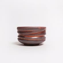 明芽窯 l 柴燒志野旋紋茶碗 陶器 陶藝品 茶具 H6
