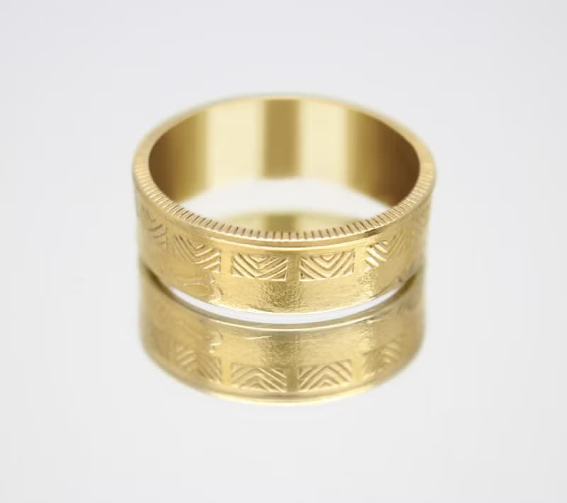 Gold Coin Ring Lithuania Coin Ring 50 cents 1997-2008 18k gold plated ring