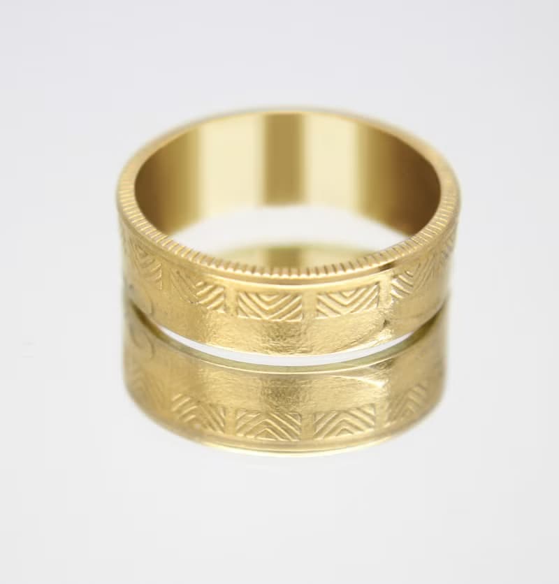 Gold Coin Ring Lithuania Coin Ring 50 cents 1997-2008 18k gold plated ring
