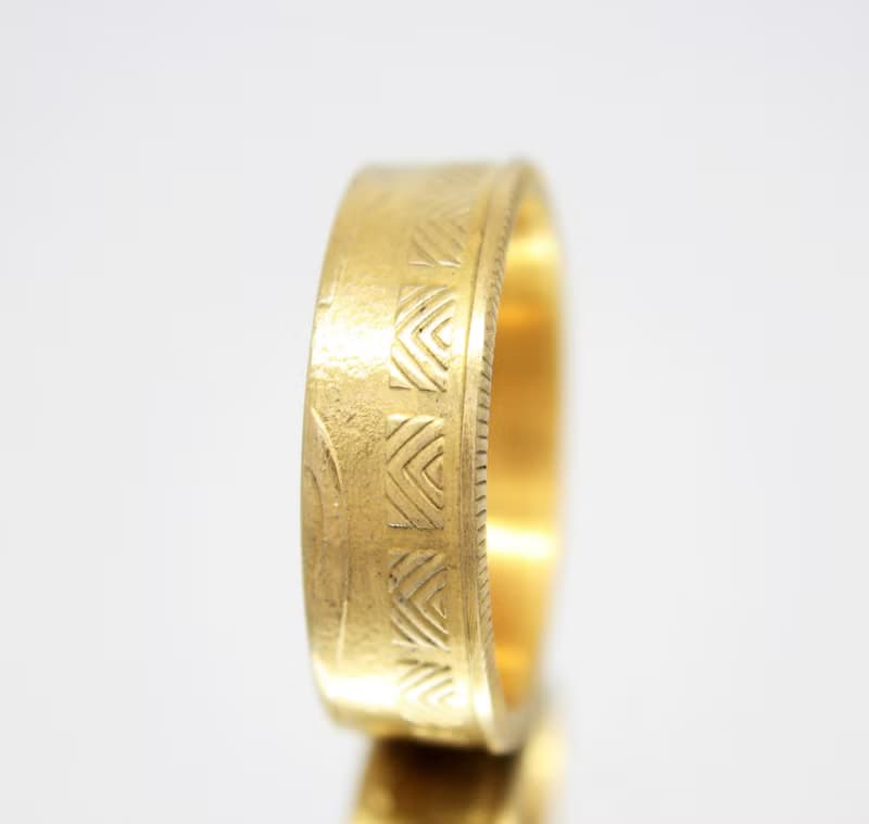 Gold Coin Ring Lithuania Coin Ring 50 cents 1997-2008 18k gold plated ring