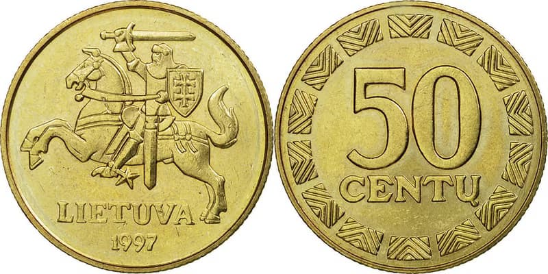 Gold Coin Ring Lithuania Coin Ring 50 cents 1997-2008 18k gold plated ring