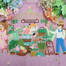 可愛的手工刺繡連衣裙、棉布、狐狸、花店、情侶、愛情