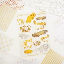【搞笑貓貓】水彩插畫 白墨PET貼紙 防水 手帳 可愛 貓咪 炸毛貓