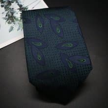 祖母绿孔雀羽毛印花领带/真丝