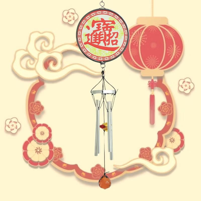 【福春朝寶】玻璃小風鈴-14吋/禮品/喬遷禮/新年/開運招財/中國風
