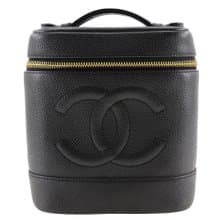 【日本直送】シャネル CHANEL バニティ ポーチ ハンドバッグ A01998 キャビアスキン 黒 レディース【中古】