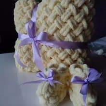 Newborn blanket and baby booties baby shower gift first Christmas gift