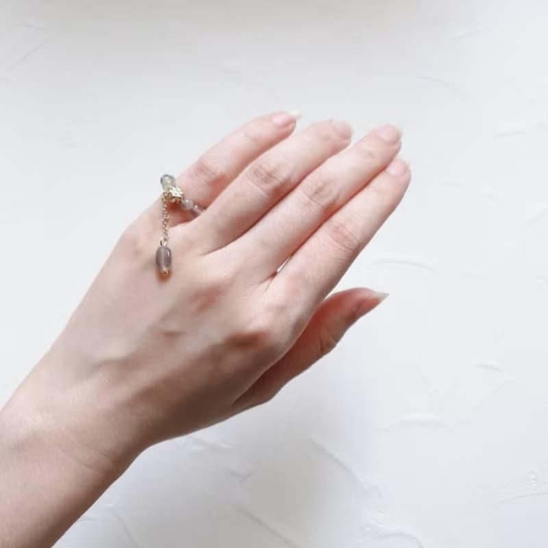 靜謐煙靄 天然晶石吊飾尾戒 (拉長石.紫黃晶.葡萄石)安神.招財