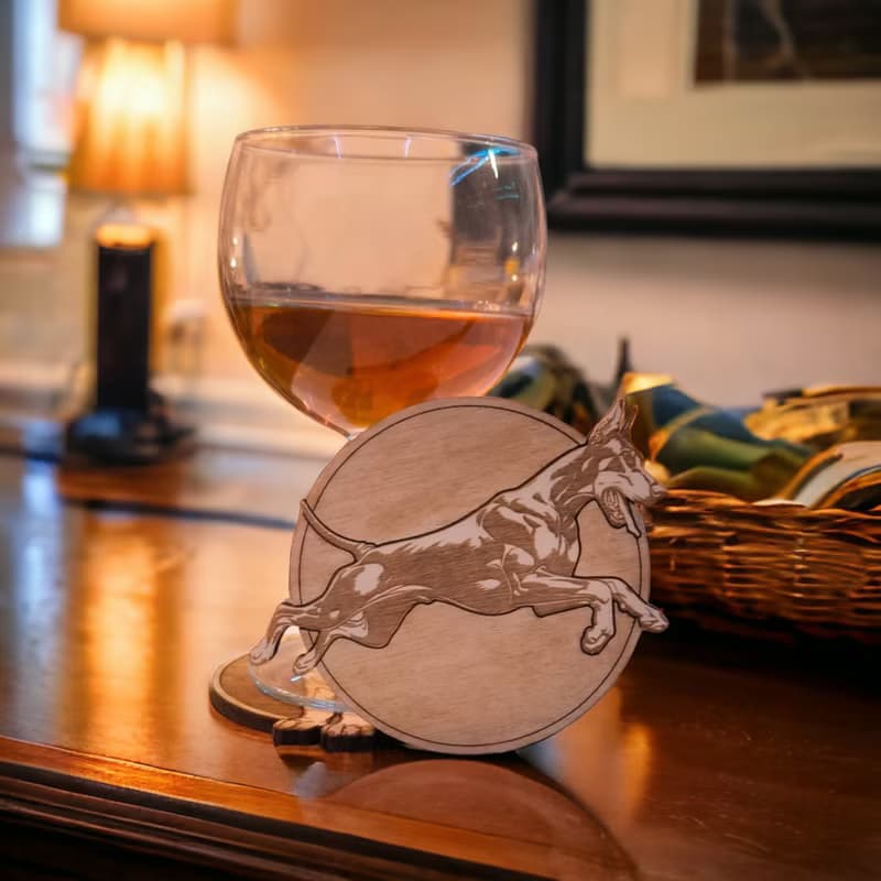 Dobermann Wooden Coaster Set – Gifts and Collectibles for Fans of the Breed