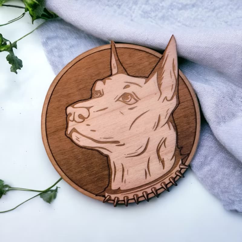 Dobermann Wooden Coaster Set – Gifts and Collectibles for Fans of the Breed
