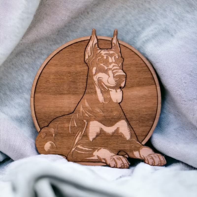 Dobermann Wooden Coaster Set – Gifts and Collectibles for Fans of the Breed