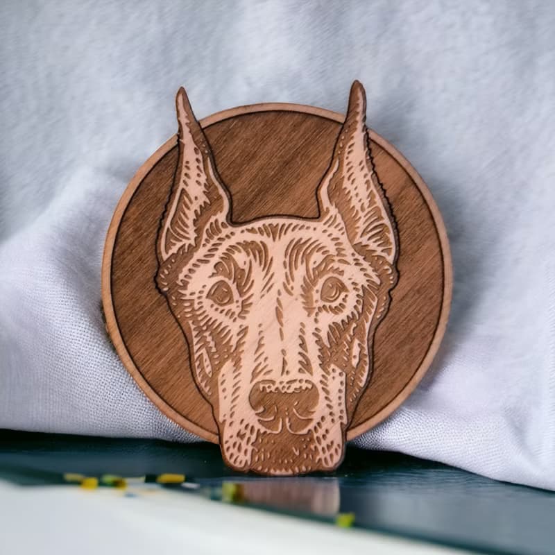 Dobermann Wooden Coaster Set – Gifts and Collectibles for Fans of the Breed