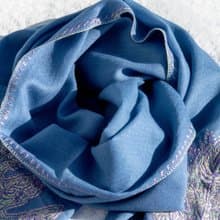 保暖 暖暖 露營必備 登山必備 外出海邊 下雪 喀什米爾Cashmere/羊絨圍巾/純羊毛圍巾披巾/戒指絨披肩-刺繡花朵
