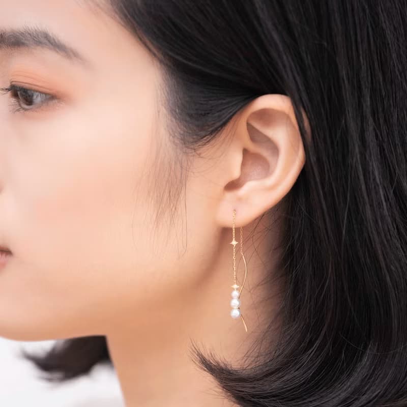 秋夜 - 波浪耳環黃K金