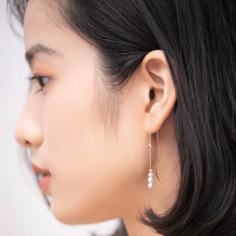 秋夜 - 波浪耳環黃K金