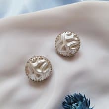 美國西洋古董飾品 / Judy Lee絲緞珍珠面早期廣告款銀色夾式耳環