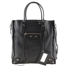 【日本直送】バレンシアガ BALENCIAGA ペーパーバッグ トートバッグ 255412 カーフ 黒 レディース【中古】