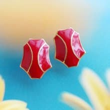 Vintage Jewelry 西洋古董飾品 MONET 簡約 紅琺瑯 針式耳環