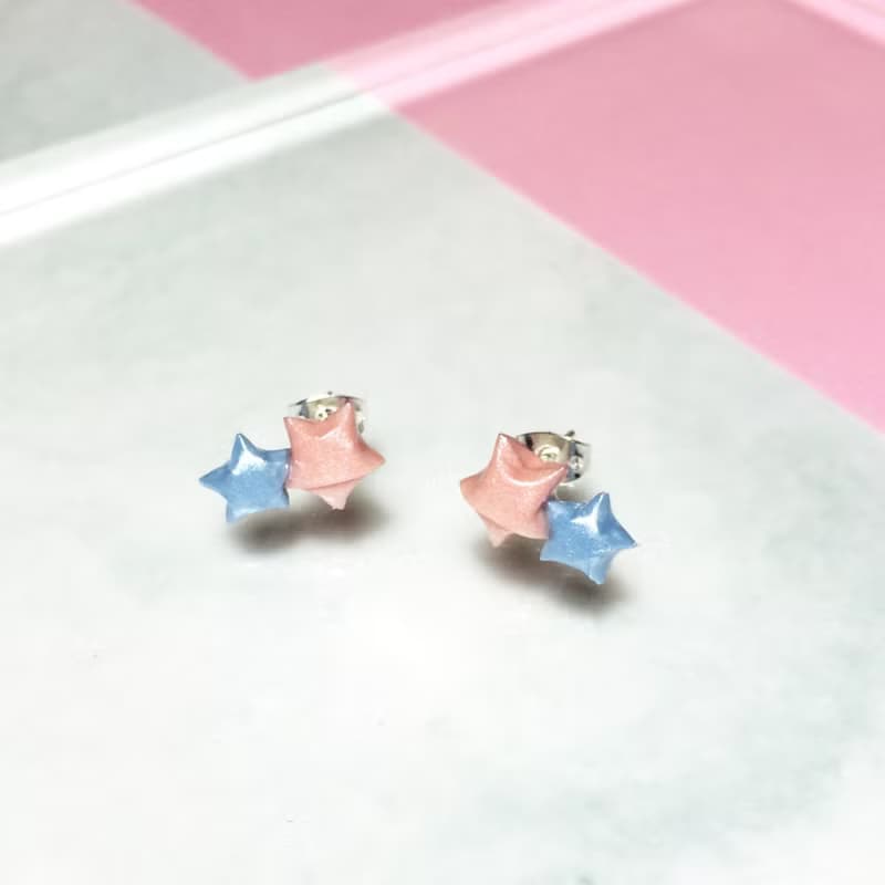 特別版幸運星星Twins Star 925耳環 (粉紅+粉藍)
