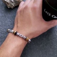 隱曜。虎眼石白鋼中性款男款  手工訂製手鍊