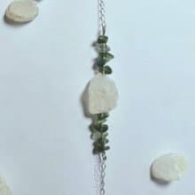 珀。白玉髓苔蘚瑪瑙項鍊