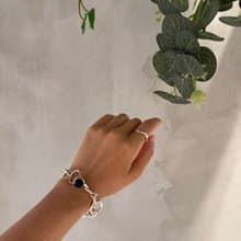 黑曜石個性純銀手鍊