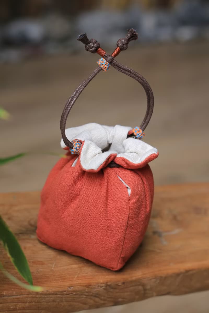 布藝製品 | 棉麻收納包 便攜旅行小茶具包 | 手工編繩調節圈