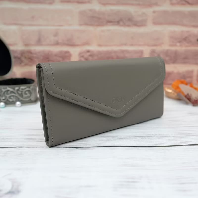 文藝復興信封式兩折牛皮長夾4116(灰色)