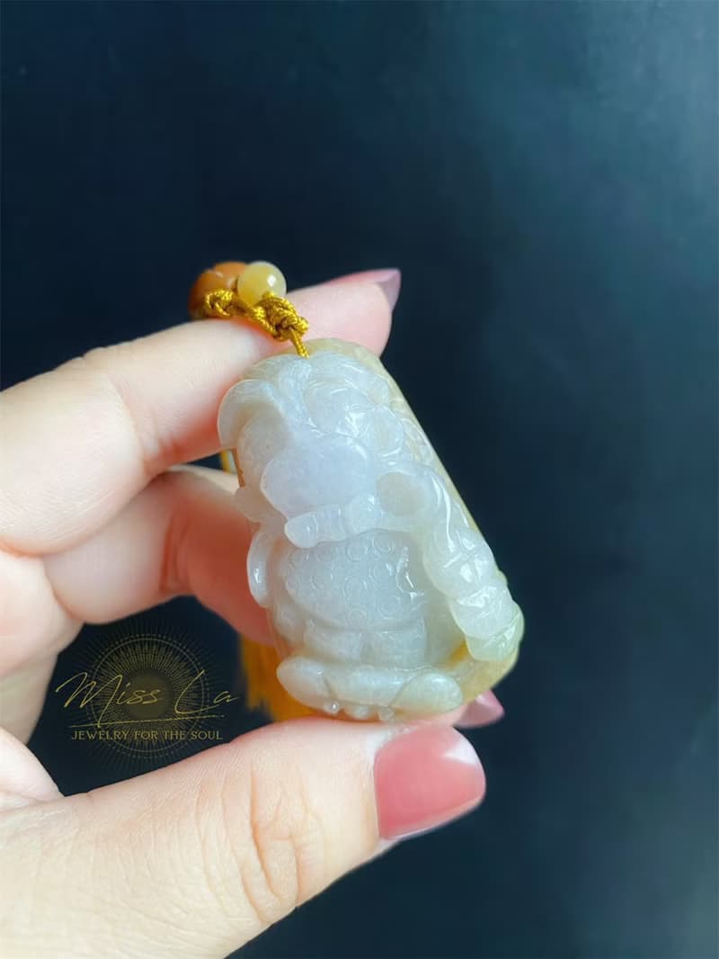 天然緬甸玉 翡翠 金魚 飄花 如意 一葉致富 發財 包掛 禮物 車掛