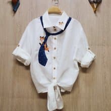 手工刺繡襯衫、亞麻織物、鹿、花