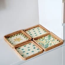 Square resin rattan tray (thick rattan)