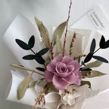 【我的女孩-淡紫色】永生玫瑰留言花束 情人節母親節七夕畢業韓式