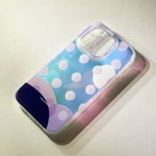 iPhone 16全包漸變幻彩 | 紫色圓波點可愛圖案|透明防摔軟手機殼