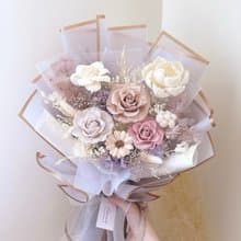 永生玫瑰花束-月白薰紫l 粉色永生玫瑰 粉紫色花束 情人節花束