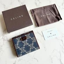 絕版古董包 Celine 牛仔藍凱旋門短夾 銀包 皮夾 中古包 二手包
