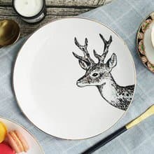 森林小夥伴系列 - Dear Deer鹿20cm 金邊骨瓷餐盤