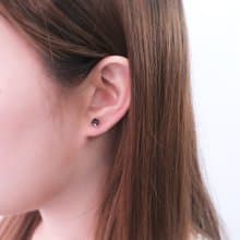 極簡方形 5mm 單鑽耳環 爪鑲設計 925純銀耳環 女生耳環 男生耳環