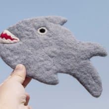 情人節禮物民族風森林系羊毛氈杯墊 動物 動物杯墊-鯊魚吸水杯墊