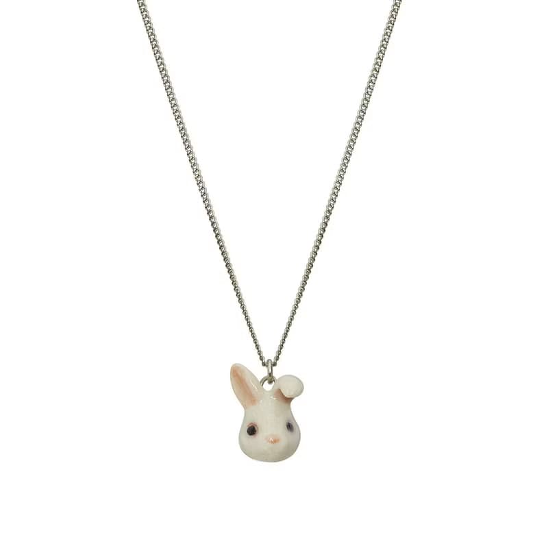 AndMary手繪瓷項鍊-小白兔 Cute White Bunny Necklace