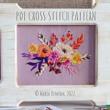 Watercolor Boho Bouquet - PDF cross stitch pattern