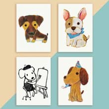 狗 萌寵 臘腸狗 鬥牛犬  明信片 賀年 生日 萬用卡