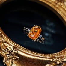 |招財又順心|a貨翡翠冰膠芬達黃翡如意10m純銀鍍18k簡約戒指