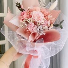 浪漫粉 日本永生玫瑰網紗花束 母親節 畢業花束